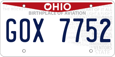 OH license plate GOX7752