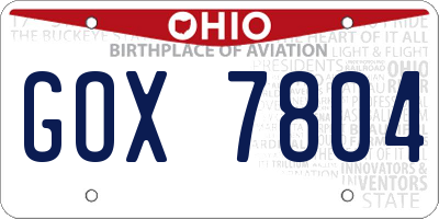 OH license plate GOX7804