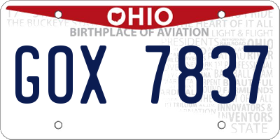 OH license plate GOX7837
