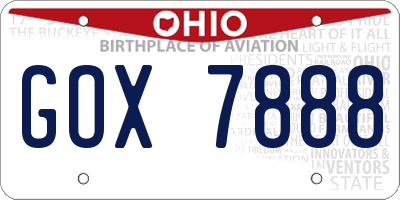 OH license plate GOX7888