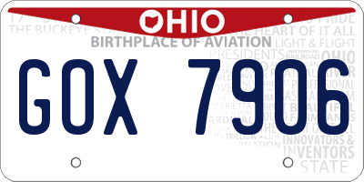 OH license plate GOX7906