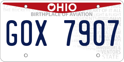 OH license plate GOX7907
