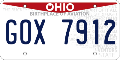 OH license plate GOX7912