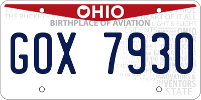OH license plate GOX7930