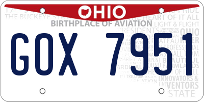 OH license plate GOX7951