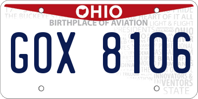 OH license plate GOX8106