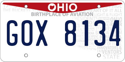 OH license plate GOX8134