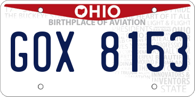 OH license plate GOX8153
