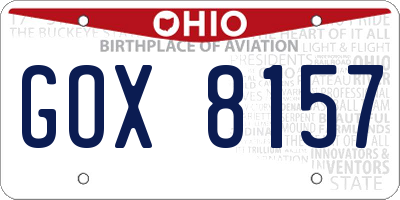OH license plate GOX8157