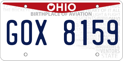 OH license plate GOX8159