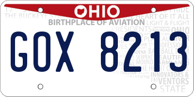 OH license plate GOX8213