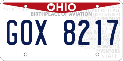 OH license plate GOX8217