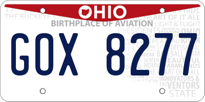 OH license plate GOX8277