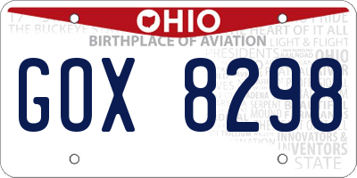 OH license plate GOX8298