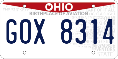 OH license plate GOX8314