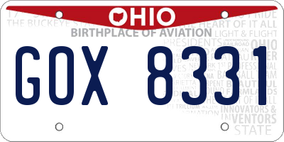 OH license plate GOX8331