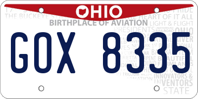 OH license plate GOX8335