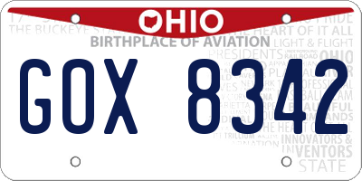 OH license plate GOX8342