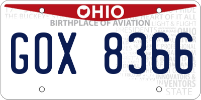 OH license plate GOX8366
