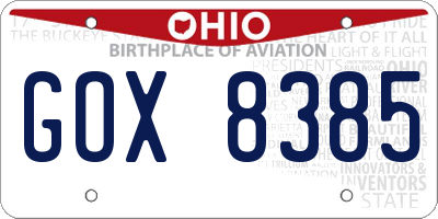 OH license plate GOX8385