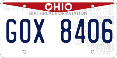 OH license plate GOX8406