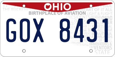 OH license plate GOX8431