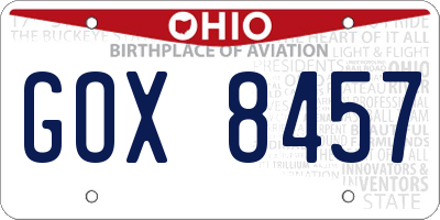 OH license plate GOX8457