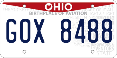 OH license plate GOX8488