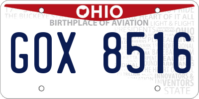 OH license plate GOX8516