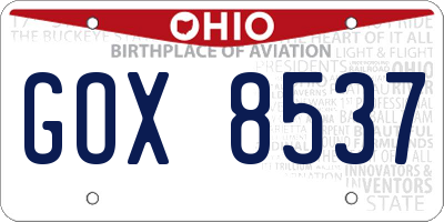 OH license plate GOX8537