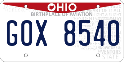 OH license plate GOX8540