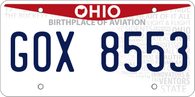 OH license plate GOX8553