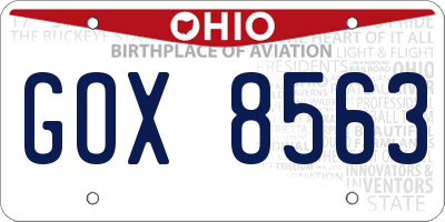 OH license plate GOX8563