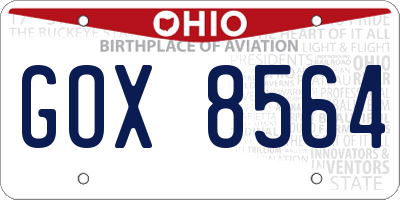 OH license plate GOX8564
