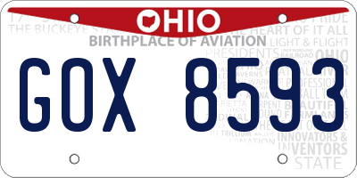 OH license plate GOX8593
