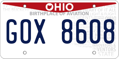 OH license plate GOX8608