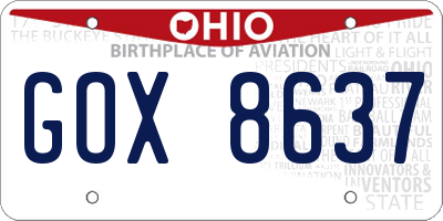 OH license plate GOX8637