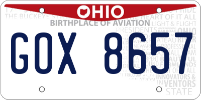 OH license plate GOX8657