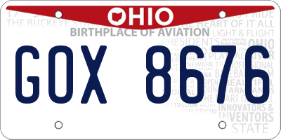 OH license plate GOX8676