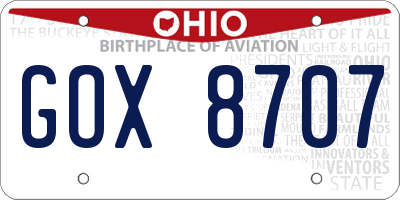 OH license plate GOX8707