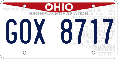 OH license plate GOX8717