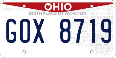 OH license plate GOX8719