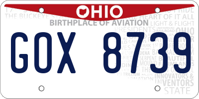 OH license plate GOX8739