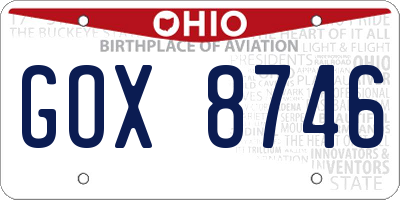 OH license plate GOX8746