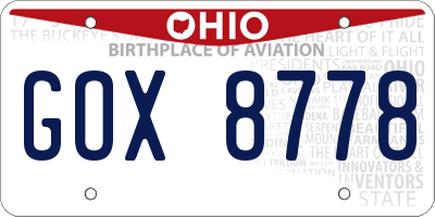 OH license plate GOX8778