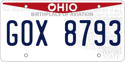 OH license plate GOX8793