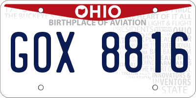 OH license plate GOX8816