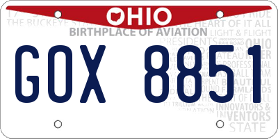 OH license plate GOX8851