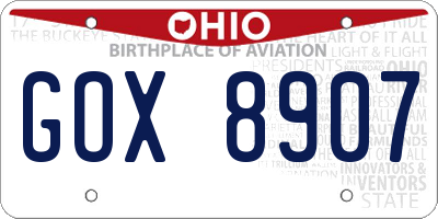 OH license plate GOX8907