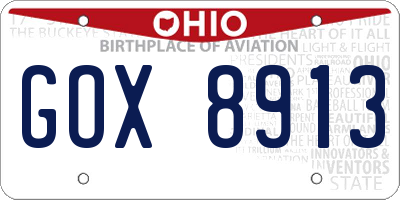 OH license plate GOX8913